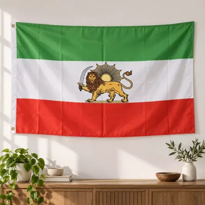 Iran Lion and Sun Flag (Shir-o-Khorshid) for Indoor & Outdoor Use