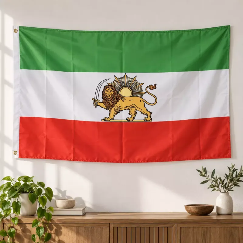 Iran Lion and Sun Flag (Shir-o-Khorshid) for Indoor & Outdoor Use