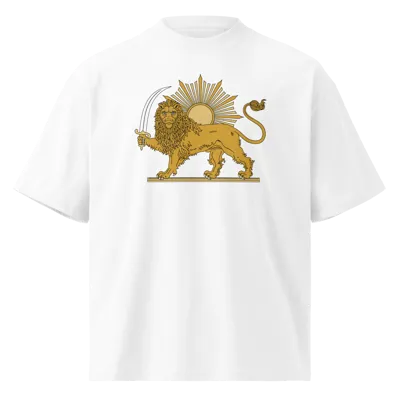 shirokhorshid (Lion and Sun) sign iran detailed center Women oversized high neck t-shirt