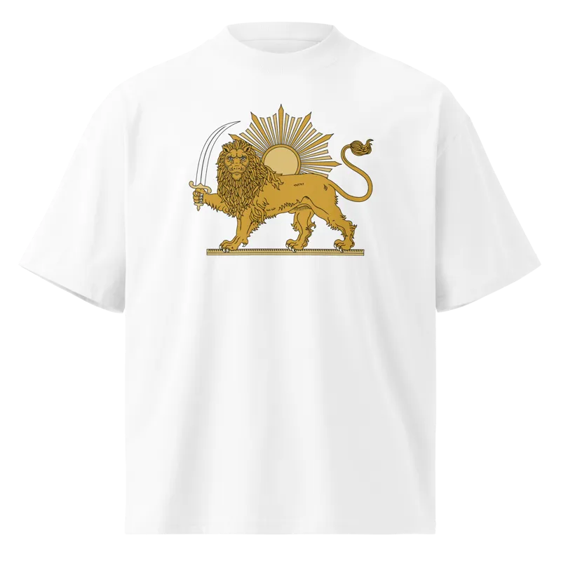 shirokhorshid (Lion and Sun) sign iran detailed center Women oversized high neck t-shirt