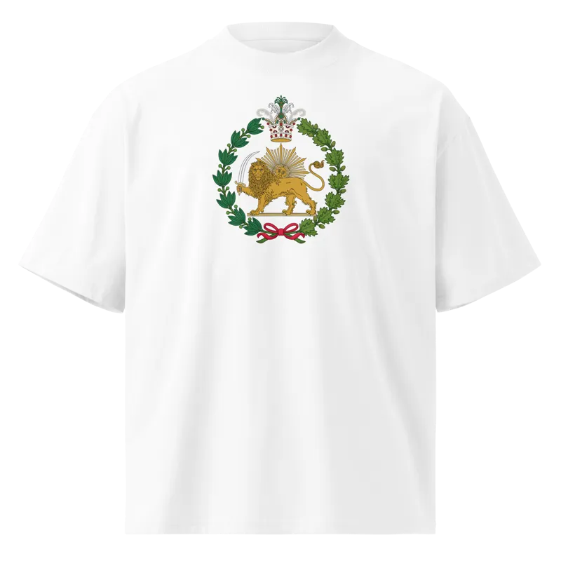 Imperial Emblem of the Qajar Dynasty – Lion and Sun Heritage center women oversized t-shirt