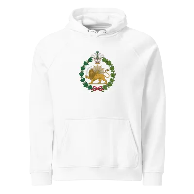 Imperial Emblem of the Qajar Dynasty – Lion and Sun Heritage center Unisex eco raglan hoodie